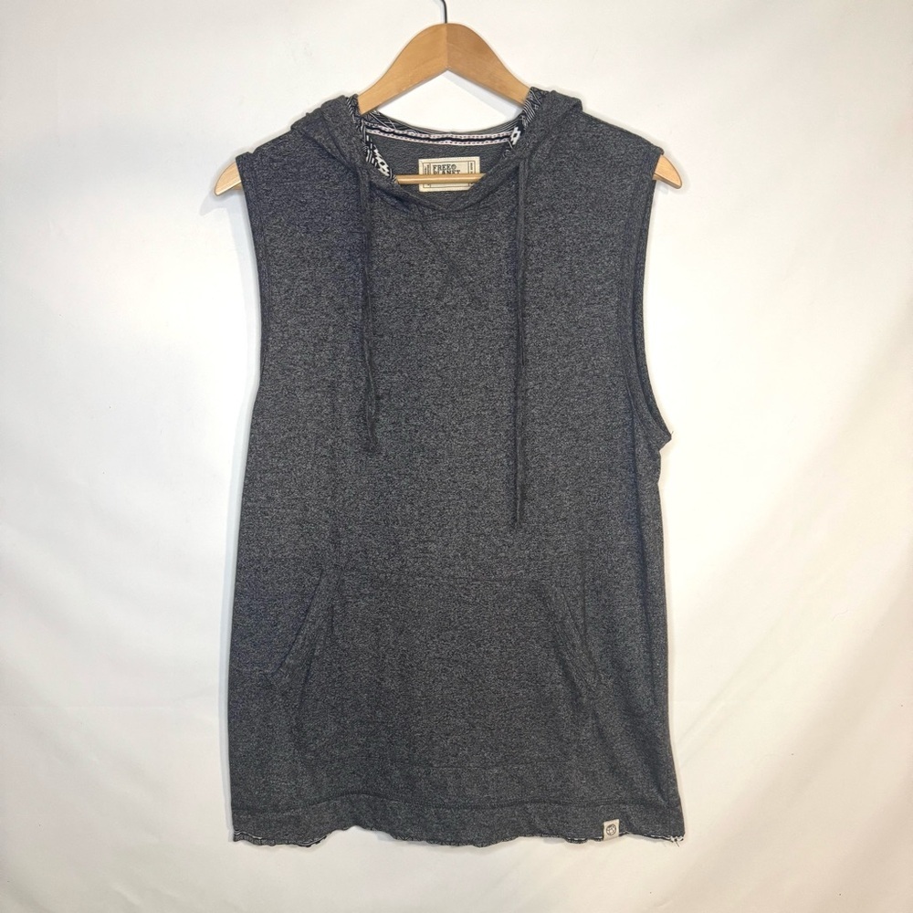 Free Planet Men’s Charcoal Sleeveless Hoodie with Aztec Details Size Medium